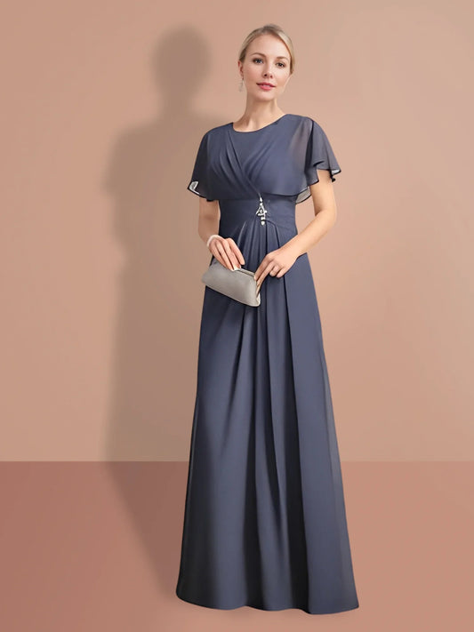 A-line/Princess Short sleeved Jewel Neck mother of the bride dresses