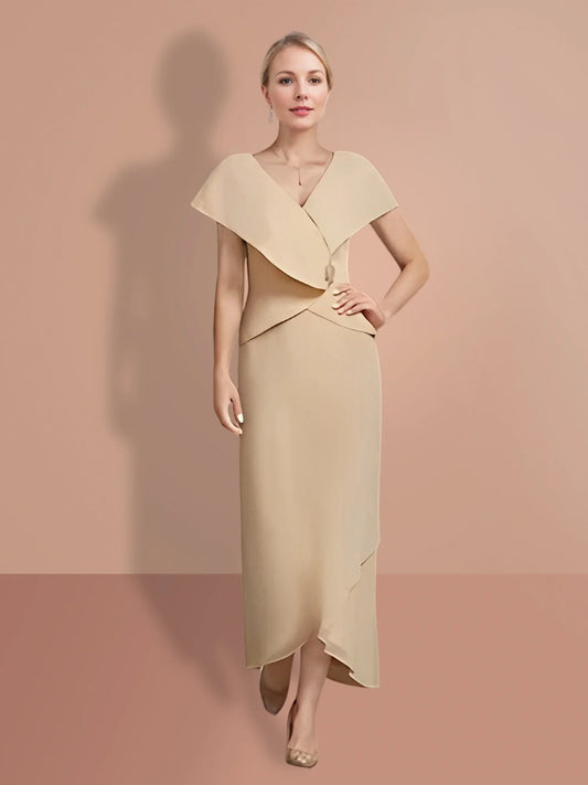 A-line/Princess Short sleeved V-neck mother of the bride dresses