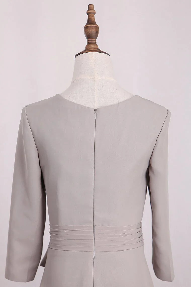 Elegant Mermaid 3/4 Long sleeved Chiffon Bra with Belt Bride Mother Of The Bride Dresses