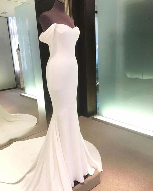 Mermaid Wedding Dresses Sweetheart Court Train With Off Shoulder