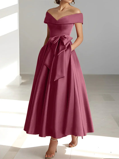 A-line/Princess Off Shoulder Pocket Mother of the bride dresses