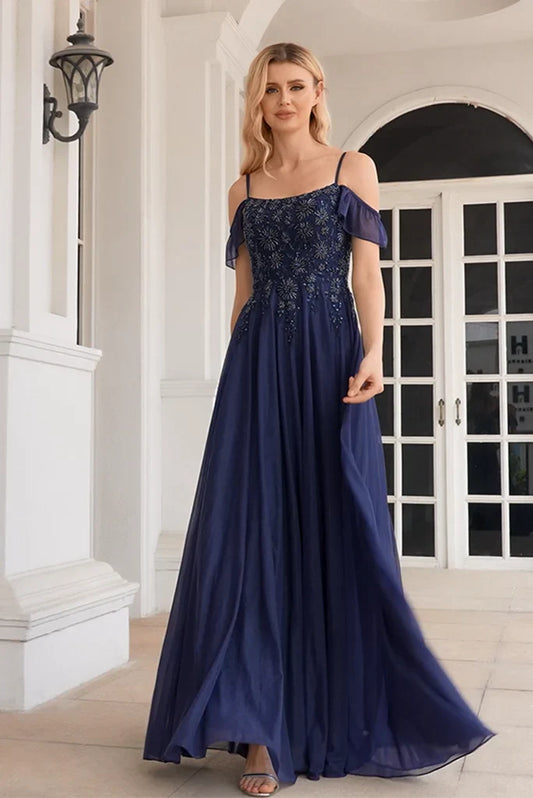 Elegant shiny A-shaped embellishments with beaded off shoulder Mother Of The Bride Dresses