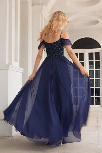 Elegant shiny A-shaped embellishments with beaded off shoulder Mother Of The Bride Dresses