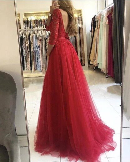 Pink Tulle Bridesmaid Dresses With Sleeves - RongMoon