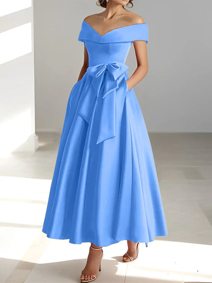 A-line/Princess Off Shoulder Pocket Mother of the bride dresses