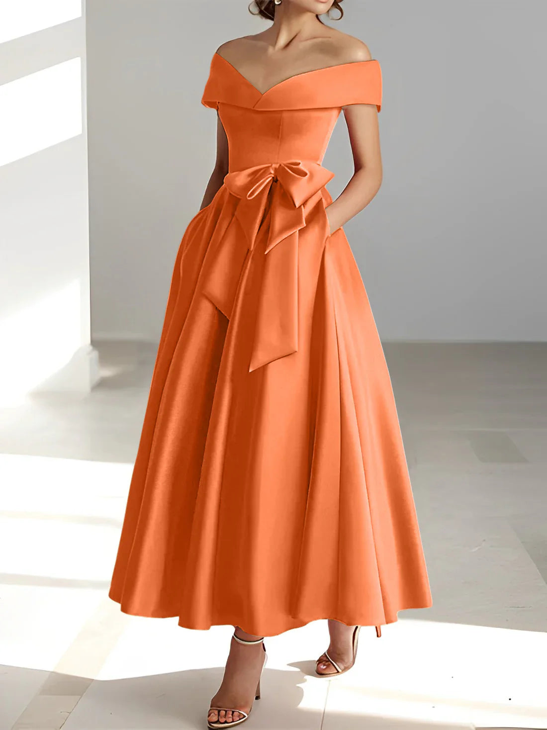 A-line/Princess Off Shoulder Pocket Mother of the bride dresses