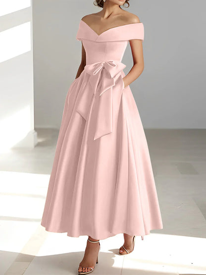 A-line/Princess Off Shoulder Pocket Mother of the bride dresses