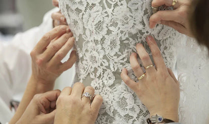 A Line High Neck Wedding Dress Long Sleeve Appliques Lace Beads