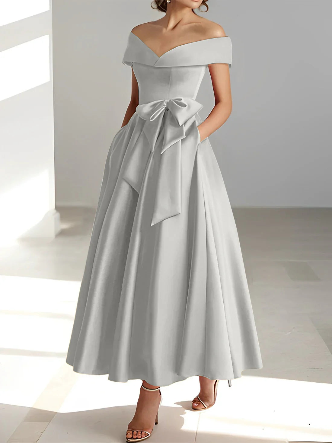 A-line/Princess Off Shoulder Pocket Mother of the bride dresses