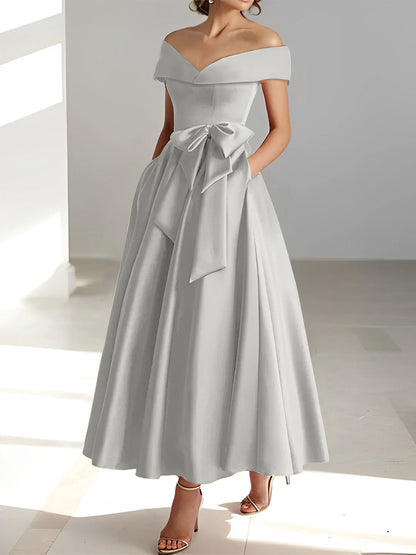 A-line/Princess Off Shoulder Pocket Mother of the bride dresses