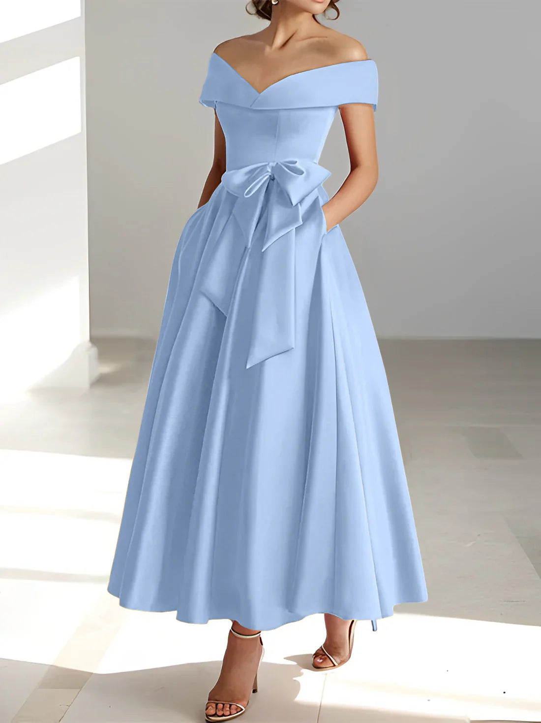 A-line/Princess Off Shoulder Pocket Mother of the bride dresses