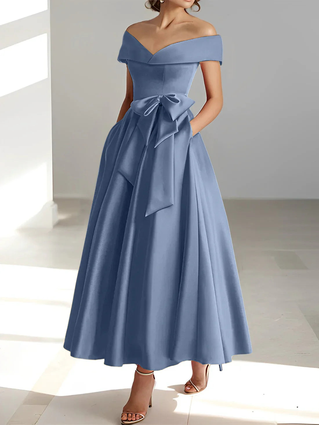 A-line/Princess Off Shoulder Pocket Mother of the bride dresses