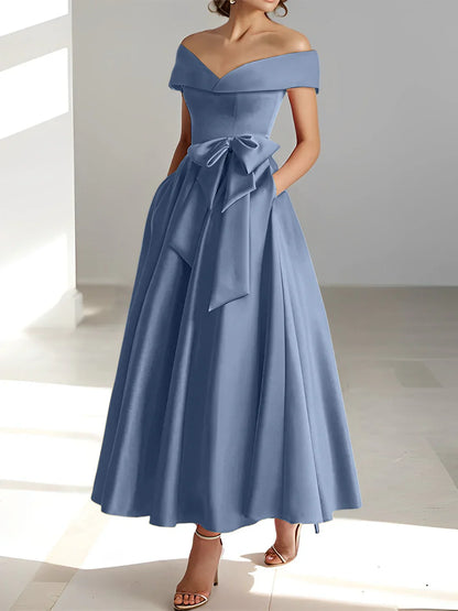 A-line/Princess Off Shoulder Pocket Mother of the bride dresses
