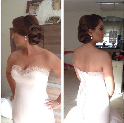 Sleek Wedding Dresses Satin Mermaid Sweetheart Corset