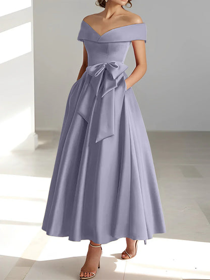 A-line/Princess Off Shoulder Pocket Mother of the bride dresses