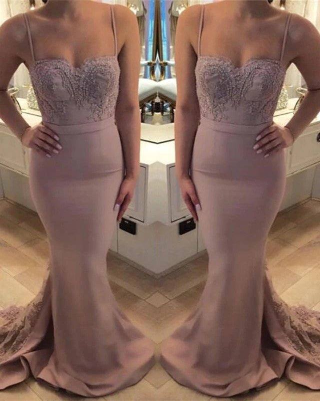 Elegant Lace Appliques Sweetheart Mermaid Backless Bridesmaid Dresses - RongMoon