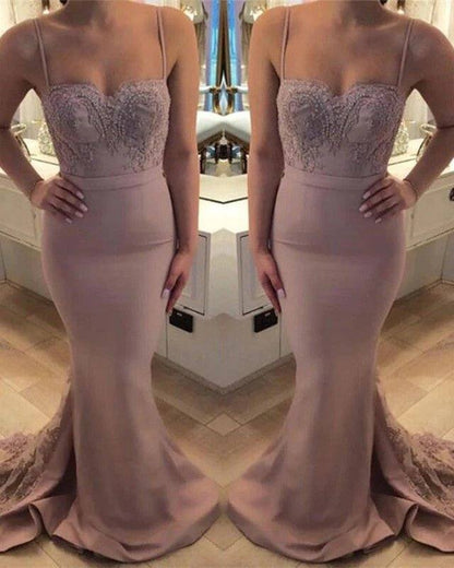 Elegant Lace Appliques Sweetheart Mermaid Backless Bridesmaid Dresses - RongMoon
