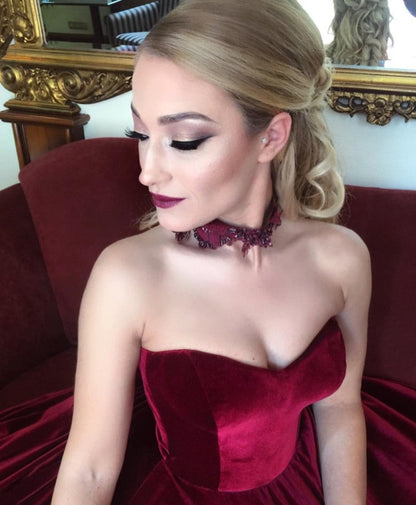 Velvet Wedding Dresses Sweetheart Corset Ball Gown