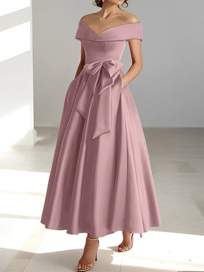 A-line/Princess Off Shoulder Pocket Mother of the bride dresses