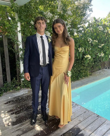 Yellow Prom Dresses Mermaid Spaghetti Straps Party Dress, AST895