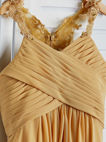 A-Line Halter Neck Flower Girl Dress with Chiffon and Appliques
