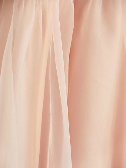 A-Line Jewel Neck Organza Satin Flower Girl Dress With Beading Tier