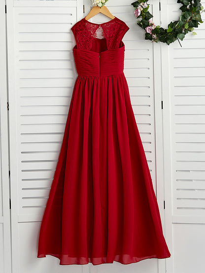 A-Line Square Neck Flower Girl Dress with Lace Ruching