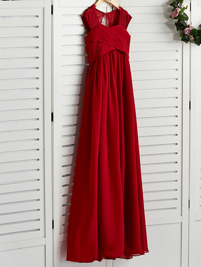 A-Line Square Neck Flower Girl Dress with Lace Ruching
