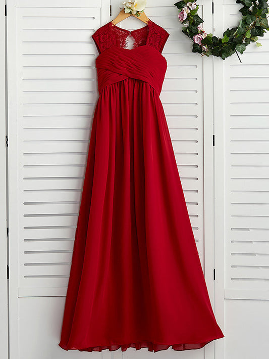 A-Line Square Neck Flower Girl Dress with Lace Ruching