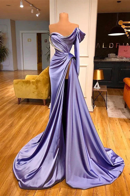 Amazing Long Sleeves Mermaid Slit evening Dress With Beads