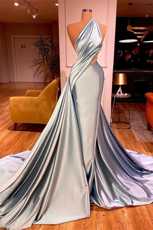 Amazing One Shoulder evening Dress Mermaid Ruffles With Beads