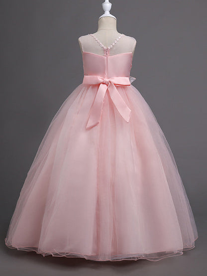 Beautiful Princess Wedding Flower Girl Dress with Belt Appliques