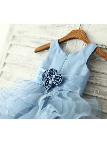 Beautiful Sleeveless Jewel Neck Floor Length Flower Girl Dresses in Organza With Sash and Ribbon Flower