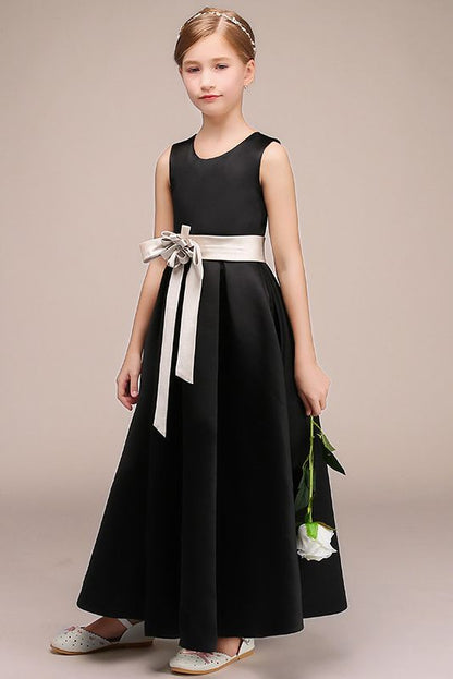 Black Jewel Sleeveless Flower Girl Dress