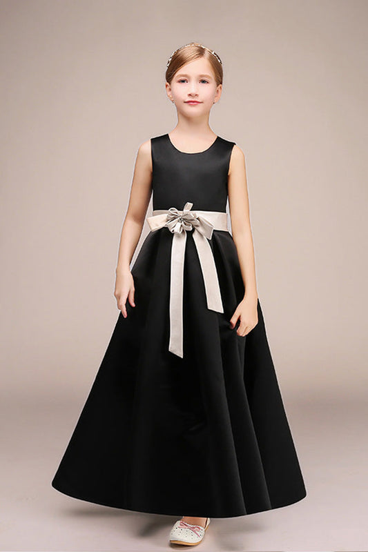 Black Jewel Sleeveless Flower Girl Dress