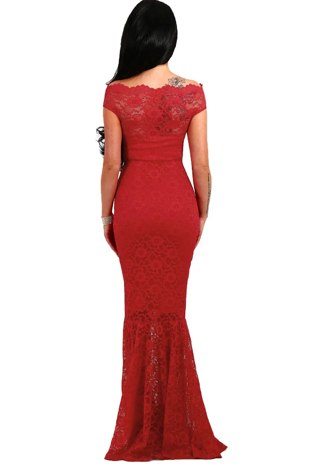 Chic Off-the-Shoulder Mermaid Lace Long Evening Dress