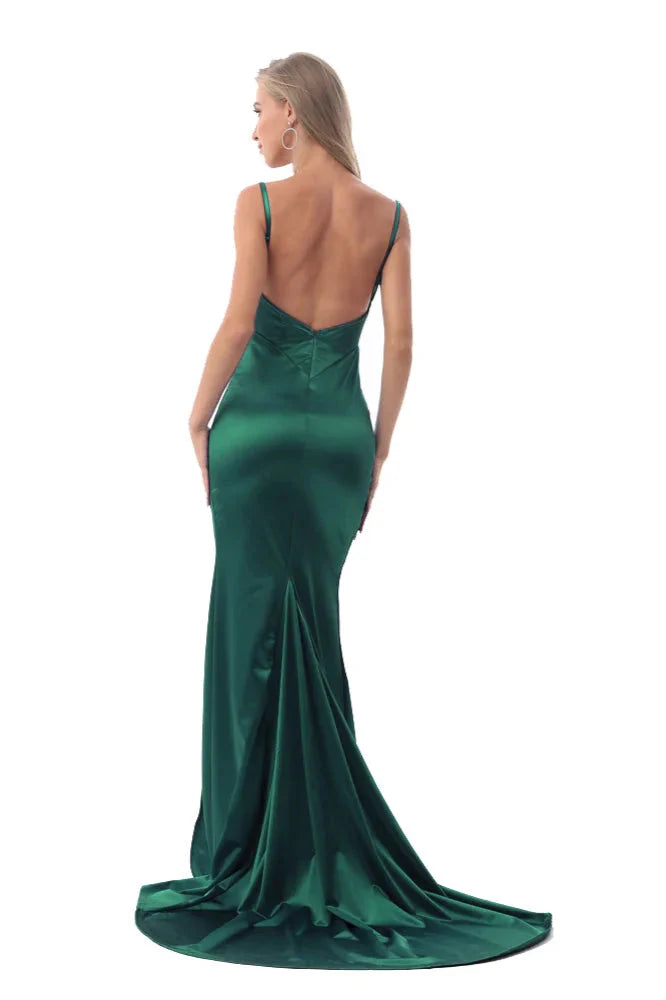 Chic Spaghetti-Straps V-Neck Prom Dress Long Mermaid Evening Gowns Online