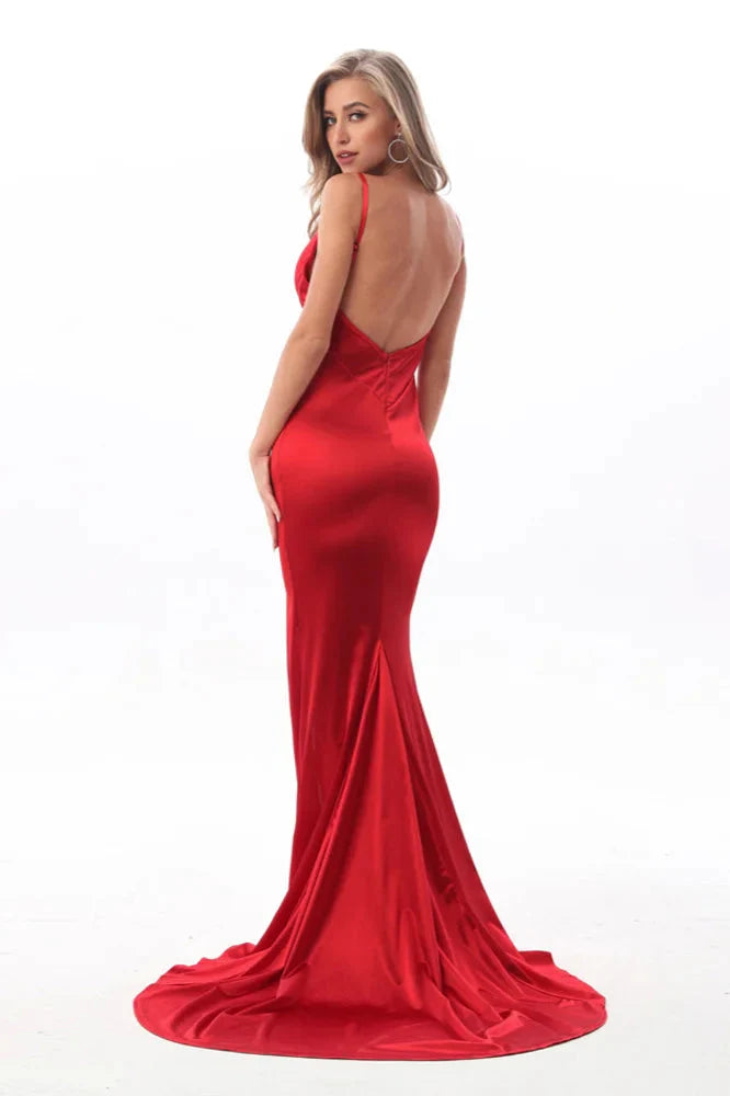 Chic Spaghetti-Straps V-Neck Prom Dress Long Mermaid Evening Gowns Online
