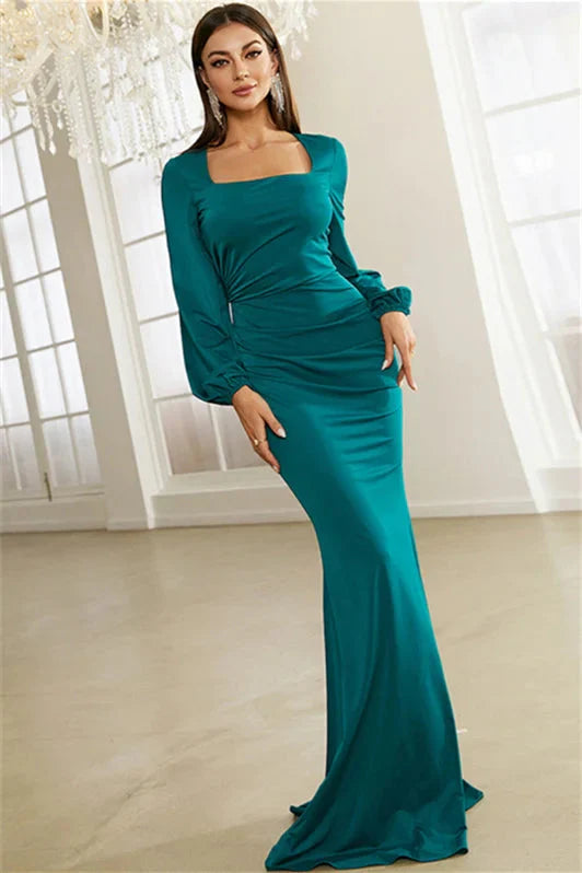 Classic Long Sleeves Square Mermaid Evening Dress