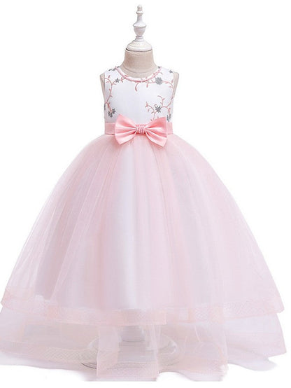 Daida Princess Jewel Sleeveless Flower Girl Dress with Bow and Tulle
