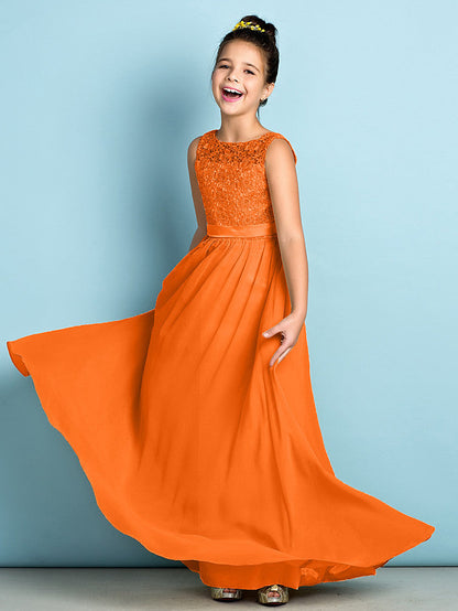 Elegant A-Line Floor Length Lace Junior Bridesmaid Dress