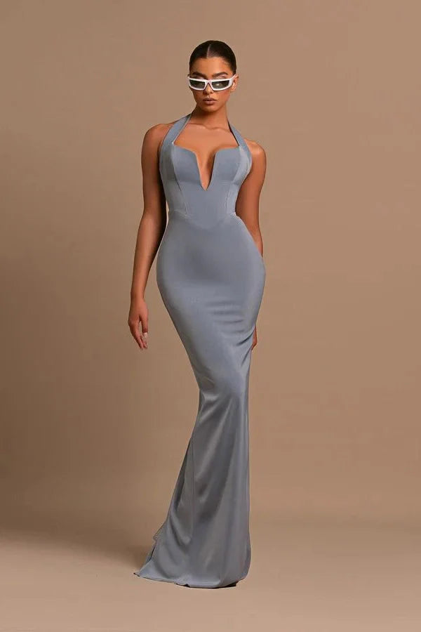 Fabulous Halter Sleeveless V-Neck Evening Dress Mermaid Long