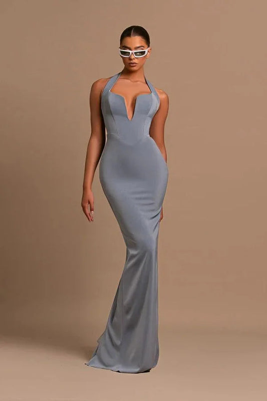 Fabulous Halter Sleeveless V-Neck Evening Dress Mermaid Long