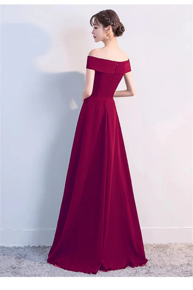 Fabulous Off-the-Shoulder Long Evening Dress Zipper Back