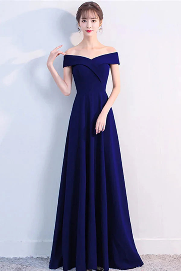 Fabulous Off-the-Shoulder Long Evening Dress Zipper Back