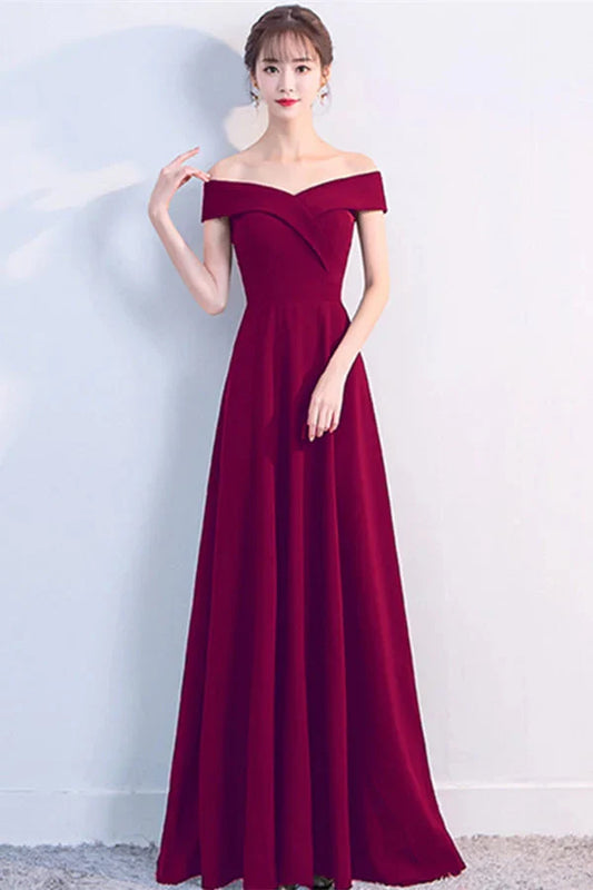 Fabulous Off-the-Shoulder Long Evening Dress Zipper Back