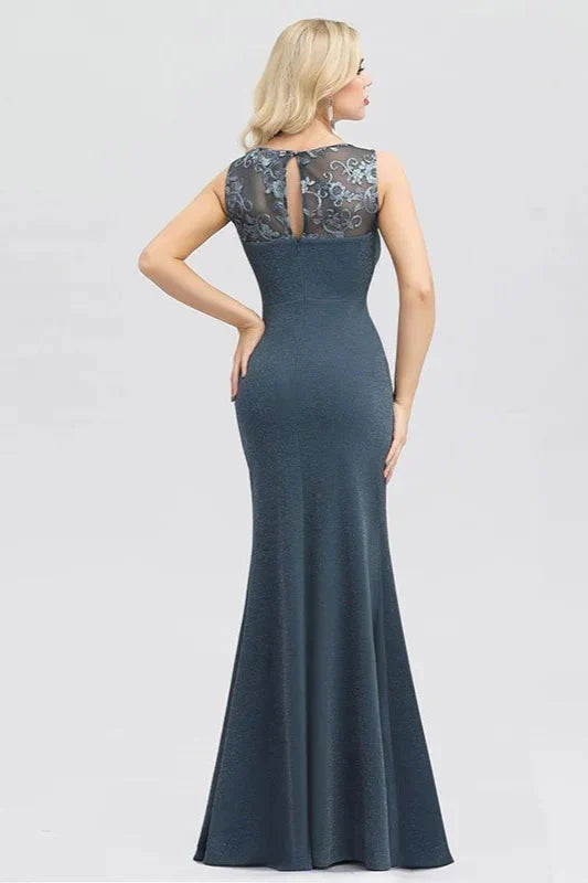 Fashion Embrodiery Split Mermaid Evening Prom Dress