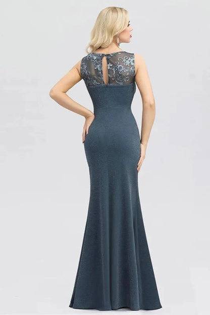 Fashion Embrodiery Split Mermaid Evening Prom Dress