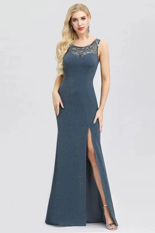 Fashion Embrodiery Split Mermaid Evening Prom Dress