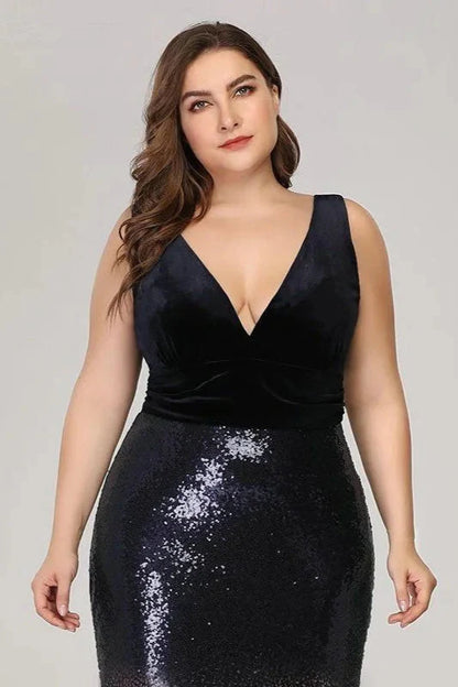 Glamorous Ombre Sequins Velvet Mermaid Plus Size Evening Prom Dress Online